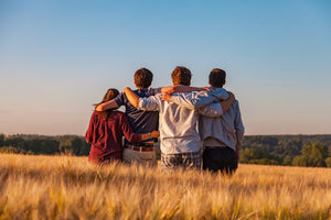 friends in a field